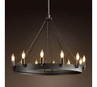 ksxnkhk Suspension rétro en métal Peint avec Roue de Chariot, luminaire décoratif de Plafond, 12 lumières, E14