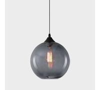 ksxnkhk Suspension rétro en Verre - Lustre Minimaliste Nordique E27 pour îlot de Cuisine, Salle à Manger et Plus Encore - Diamètre : 25 cm, Fil de Suspension réglable (Transparent) (Gris)