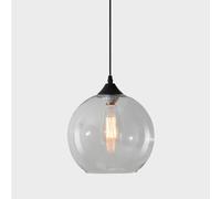 ksxnkhk Suspension rétro en Verre - Lustre Minimaliste Nordique E27 pour îlot de Cuisine, Salle à Manger et Plus Encore - Diamètre : 25 cm, Fil de Suspension réglable (Transparent)
