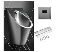 ksxnkhk Urinoir Mural en Acier Inoxydable pour Hommes, Chasse d'eau Intelligente, Anti-Obstruction, Convient aux hôtels, Bars et salles de Bains familiales (Noir)