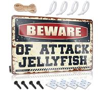 KSXS Plaque décorative en étain avec méduse « Beware of Attack » - Décoration murale de bar (20 x 30 cm)