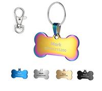 KSZ Médaille Chien et Chat Identification Gravure Personnalisé Prénom Adresse Tel en Acier Inoxydable avec Service Gratuit de Gravure pour (OS（M）, Couleur)