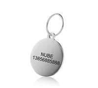 KSZ Médaille Chien et Chat Identification Gravure Personnalisé Prénom Adresse Tel en Acier Inoxydable avec Service Gratuit de Gravure pour (S，Rond)
