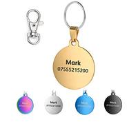 KSZ Médaille Identification Personnalisée Prénom Adresse Tel en Acier Inoxydable avec Service Gratuit de Gravure pour Chien et Chat (S, or(ronde))