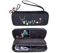 KT-Case Étui pour stéthoscope compatible avec stéthoscope 3M Littmann 5803 Classic III Sac de voyage Omron ADC Dixie EMS Boîte de rangement multifonction tendance, Noir , Classique