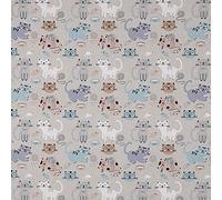 Kt KILOtela - Tissu au mètre Toile Imprimée, Décoration, Coussins, Tapisserie, Nappes, Sacs, Artisanat, Largeur 280 cm, Longueur au choix de 50 en 50 cm, Chats, Bleu, Orange, Blanc