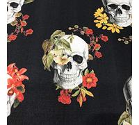 Kt KILOtela - Tissu d'ameublement au mètre - Coton imprimé - Largeur 280 cm - Longueur au choix par 50 cm | Crânes - Noir, multicolore