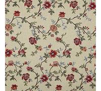 Kt KILOtela - Tissu d'Ameublement, Jacquard Gobelin, Coussins, Rideaux, Accessoires, Déco, Fauteuils, Canapés, 100 cm Longueur x 280 cm Largeur, Rosal, Fleurs Bilbao, Rouge, Vert ─ 1 Mètre