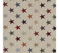 Kt KILOtela - Tissu d'Ameublement, Jacquard Gobelin, Coussins, Rideaux, Accessoires, Déco, Fauteuils, Canapés, 100 cm Longueur x 280 cm Largeur, Étoiles, Beige, Multicolore - 1 Mètre