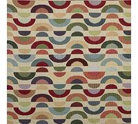 Kt KILOtela - Tissu d'Ameublement, Jacquard Gobelino, Tapisserie Chaises, Coussins, Canapé, Sacs, Résistant à l'Usure, 100 cm Longueur x 280 cm Largeur, Demi-Cercles, Multicolore - 1 Mètre