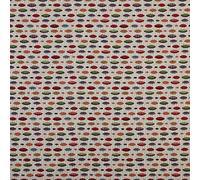 Kt KILOtela - Tissu d'ameublement - Jacquard - Mesure: 100 cm longueur x 280 cm largeur | Ellipses - Rouge, orange, vert, bleu, beige ─ 1 mètre