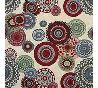 Kt KILOtela - Tissu d'ameublement - Jacquard - Mesure: 100 cm Longueur x 280 cm Largeur | Mandalas Nitro - Rouge, Vert, Bleu, Beige ─ 1 mètre
