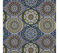 KT KILOtela - Tissu en Toile imprimée - Décoration, Tapisserie, Coussins, Rideaux - Coutellerie 100 cm Longueur x 280 cm Largeur | Mandalas - Bleu, Vert ─ 1 mètre