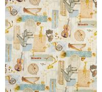 Kt KILOtela - Tissu en toile imprimée, demi-panama, décoration, tapisserie, coussins, rideaux, nappe, largeur 280 cm, longueur au choix de 50 en 50 cm, instruments de musique, multicolore