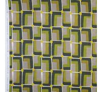 Kt KILOtela - Tissu en toile imprimée numérique, demi-panama, coton biologique, décoration, tapisserie, coussins, nappes, 100 cm de long x 280 cm de large, ten, géométrique, vert, jaune, 1 mètre