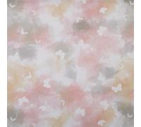 Kt KILOtela Tissu en toile imprimée numérique, demi-panama, coton, décoration, coussins, rideaux, couvre-lits, nappes, 100 cm de long x 280 cm de large, papillons, rose - 1 mètre