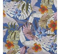 Kt KILOtela - Tissu en toile imprimée numérique - Half Panama 100 % coton biologique, Oeko-Tex Standard 100 - Coupon de 100 cm de long x 280 cm de large | Wildlife, toucans - Bleu, multicolore - 1