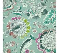Kt KILOtela - Tissu en toile imprimée numérique - Half Panama 100 % coton biologique, Oeko-Tex Standard 100 - Coupon de 100 cm de long x 280 cm de large | Fleurs Roncesvalles - Bleu grisâtre, rose - 1