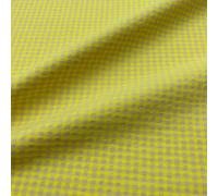 Kt KILOtela - Tissu seersucker coton BCI, polyester recyclé GRS, vêtement mode, carreaux vichy, jaune fluo, mini, 100 x 145 cm