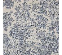 Kt KILOtela - Tissu Toile Imprimé, Confection Décoration Intérieure, Assises de Fauteuils, Rideaux, Coussins, Galettes de Chaises, 100 cm Longueur x 280 cm Largeur, Toile de Jouy, Bleu - 1 Mètre