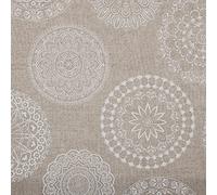 Kt KILOtela - Tissu Toile Imprimé, Décoration Intérieure, Assises de Fauteuils, Rideaux, Coussins, Galettes de Chaises, 100 cm Longueur x 280 cm Largeur, Mandalas Tattoo, Beige - 1 Mètre