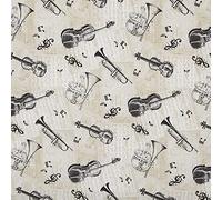 Kt KILOtela - Tissu toile imprimée, décoration, tapisserie, coussins, rideaux, couvre-lits, sacs, nappes, largeur 280 cm - Longueur au choix de 50 en 50 cm | Instruments de musique, noir