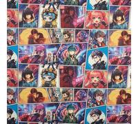 Kt KILOtela - Tissu toile imprimée numérique, tapisserie de chaises, coussins, tête de lit, canapé, sacs, largeur 140 cm, longueur au choix de 50 en 50 cm, bande dessinée manga, multicolore