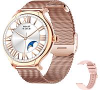 KT67 Smartwatch 1,39 pouces, IP67 étanche | BT5.2 | surveillance du sommeil | lecture de la musique | mode sport, cadre doré, bracelet milanais en acier + bracelet en silicone