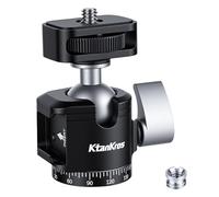 Ktankros Mini Tête de Trépied en Aluminium avec Sabot Froid, Articulation Rotule avec Filetage 1/4, Rotule Pivotante 360°pour Monopodes, Appareils Photo, Éclairage LED, Capacité de Charge 2,5 kg