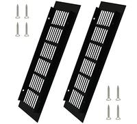 KtbeYTi 2 Pièces Noir Alliage D'aluminium Grille D’aération Grille Aeration Rectangulaire with Screws Ventilation en Métal, pour la Ventilation des Placards et des Chambres（300 x 80 mm）