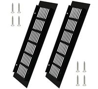 KtbeYTi 2 Pièces Noir Alliage D'aluminium Grille D’aération Grille Aeration Rectangulaire with Screws Ventilation en Métal, pour la Ventilation des Placards et des Chambres（250 x 80 mm）