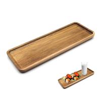 KtbeYTi Plateau en bois naturel 29 x 10,6 x 1,6 cm Plateau en acacia Assiettes décoratives en bois pour hôtel, famille
