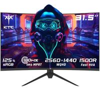 KTC 32'' Ecran PC Gamer Incurvé, 180Hz 1ms Moniteur Gaming, WQHD 2K 2560 x 1440p, VA 1500R sans Cadre, HDR10, AMD FreeSync & G-Sync, écran de réduction de la lumière Bleue, VESA, DP, HDMI, H32S17