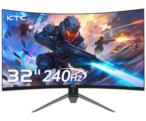 KTC 32'' Ecran PC Gamer Incurvé, 240Hz, 1ms, FHD 1920x1080, Freesync & G-Sync, HVA 1500R sans Cadre, 125% sRGB, écran de réduction de la lumière Bleue, VESA, DP1.4/HDMI 2.0 240Hz, USB2.0, H32S17F