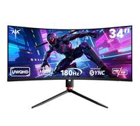 KTC Ecran 34 Pouces Incurvé, UWQHD (3440 x 1440) 180Hz Ecran PC Gamer, Adaptive Sync, 21:9 VA Panel 1500R, 1ms, HDR10, Rapport de Contraste 4000:1, 2 x DP 1.4 (180Hz), 2X HDMI 2.0 (100Hz), H34S18S