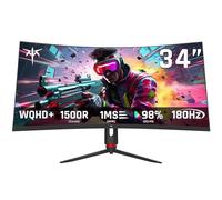 KTC Moniteur de jeu ultra large incurvé 34 pouces, 21:9, 3440 x 1440 p 165 Hz 1 ms, moniteur incurvé 1500R, Freesync G-sync, image par image, image dans l'image, hauteur,