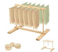 KTCINA Séchoir à pâtes à 12 barres 40 x 30 x 30 cm - Démontage rapide - Pliable - Double bambou naturel - Pour pâtes et spaghettis