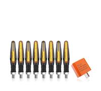 KTGVTPBHBW indicateur direction Pour Bajaj Pour Pulsar 200 NS Pour Pulsar200 RS/200 AS Pneus 12LED 10MM Moto Clignotant Lampe Signaux Lumière Ambre Eau Qui Coule(8 Pcs and Relay)