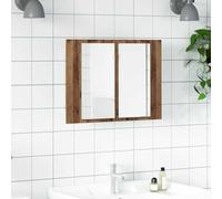 KTHLBRH Armoire à Miroir LED avec 2 Compartiments de Rangement, Meuble de Salle de Bain en Bois d'Ingénierie Résistant à l'Humidité, Miroir Lumineux à Éclairage LED