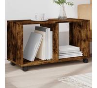 KTHLBRH Armoire à roulettes en bois d'ingénierie chêne fumé Armoire roulante avec roulettes, meuble de rangement ouvert pour organisation 72 x 33 x 42,5 cm