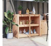 KTHLBRH Armoire de cuisine extérieure en bois de pin massif avec design modulaire et grand espace de rangement pour jardin, fixation murale incluse pour plus de sécurité