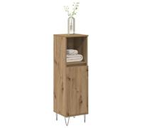 KTHLBRH Armoire de Salle de Bain avec 2 Portes et Étagère Ouverte, Meuble de Rangement en Bois d'Ingénierie Résistant à l'Humidité, Installation Flexible Pieds en Fer pour Stabilité