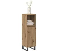 KTHLBRH Armoire de Salle de Bain avec 2 Portes et Étagère Ouverte, Meuble de Rangement en Bois d'Ingénierie Résistant à l'Humidité, Installation Flexible des Portes