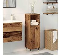 KTHLBRH Armoire de Salle de Bain avec 2 Portes et Étagère Ouverte, Meuble Rangement en Bois d'Ingénierie Résistant à l'Humidité, Installation Flexible Pieds en Fer pour Stabilité,