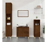 KTHLBRH Armoire de salle de bain avec 2 tiroirs et 1 compartiment avec porte, meuble de rangement en bois contreplaqué résistant à l'humidité, pieds en eucalyptus solide, design flexible
