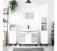 KTHLBRH Armoire de Salle de Bain avec 4 Étagères et Porte, Meuble de Rangement en Bois d'Ingénierie Résistant à l'Humidité, Installation Flexible Gauche ou Droite,