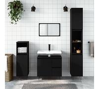 KTHLBRH Armoire de Salle de Bain avec 4 Portes et 2 Étagères Ouvertes, Meuble Rangement en Bois d'Ingénierie Résistant à l'Humidité, Installation Flexible Pieds en Fer, Mobilier