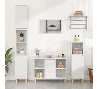 KTHLBRH Armoire de salle de bain avec 5 compartiments et porte en bois contreplaqué résistant à l'humidité | Meuble de lavabo avec pieds en eucalyptus solide et surface facile à nettoyer