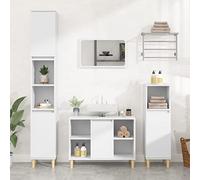 KTHLBRH Armoire de salle de bain avec grand espace de rangement, meuble en bois contreplaqué résistant à l'humidité, étagère pour organisation, pieds en eucalyptus solide, design