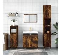 KTHLBRH Armoire de salle de bain avec porte et 2 tiroirs, meuble de rangement en bois contreplaqué résistant à l'humidité, style industriel avec pieds en fer, installation flexible